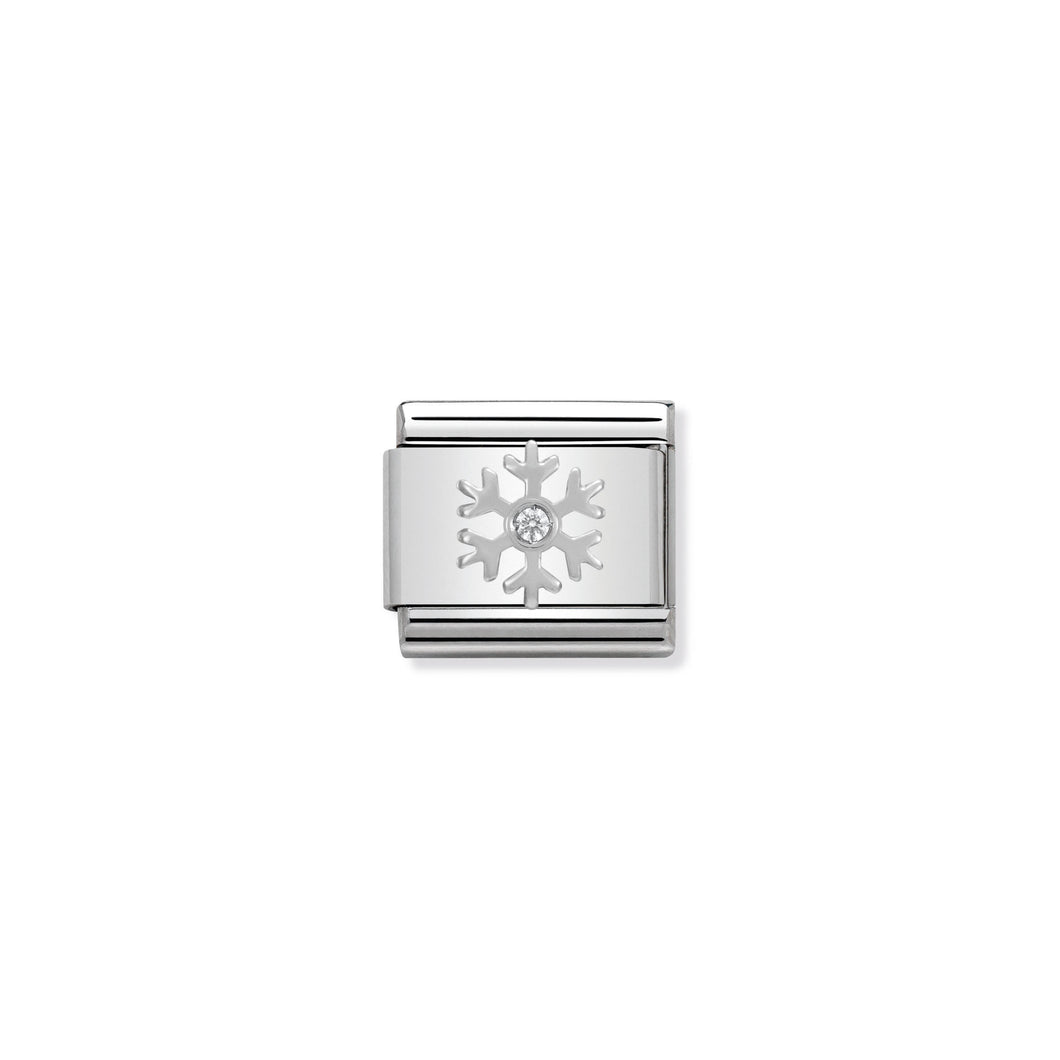 COMPOSABLE CLASSIC LINK 330313/02 SNOWFLAKE WITH WHITE CZ IN 925 SILVER