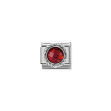 Load image into Gallery viewer, COMPOSABLE CLASSIC LINK 330601/005 ROUND FACETED RED CZ WITH TWIST DETAIL IN 925 SILVER
