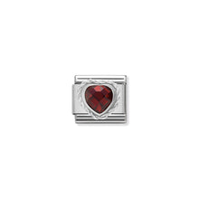 Load image into Gallery viewer, COMPOSABLE CLASSIC LINK 330603/005 RED FACETED HEART CZ WITH TWIST DETAIL IN 925 SILVER
