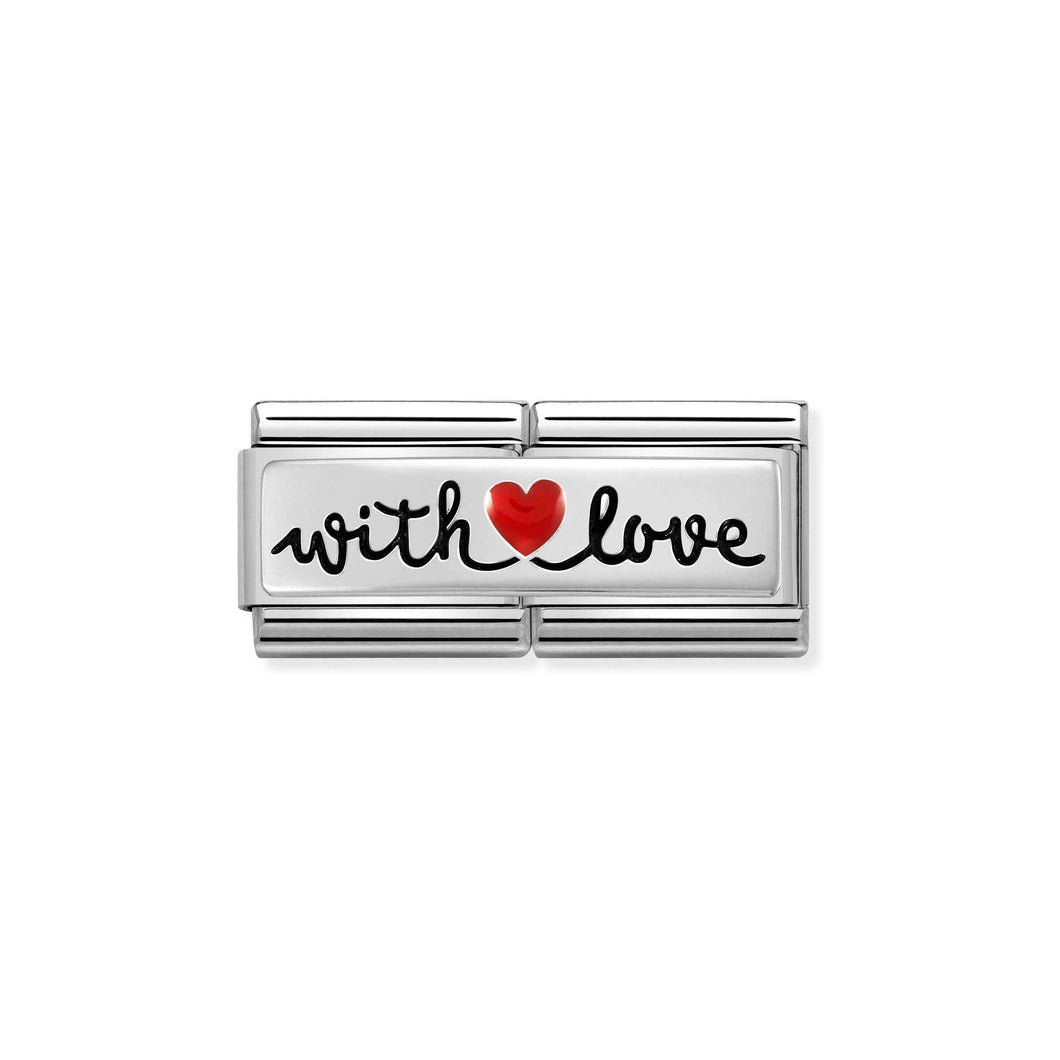 COMPOSABLE CLASSIC DOUBLE LINK 330721/09 HEART WITH LOVE IN SILVER