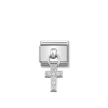 Load image into Gallery viewer, COMPOSABLE CLASSIC LINK 331800/04 CROSS CHARM WITH CZ &amp; 925 SILVER

