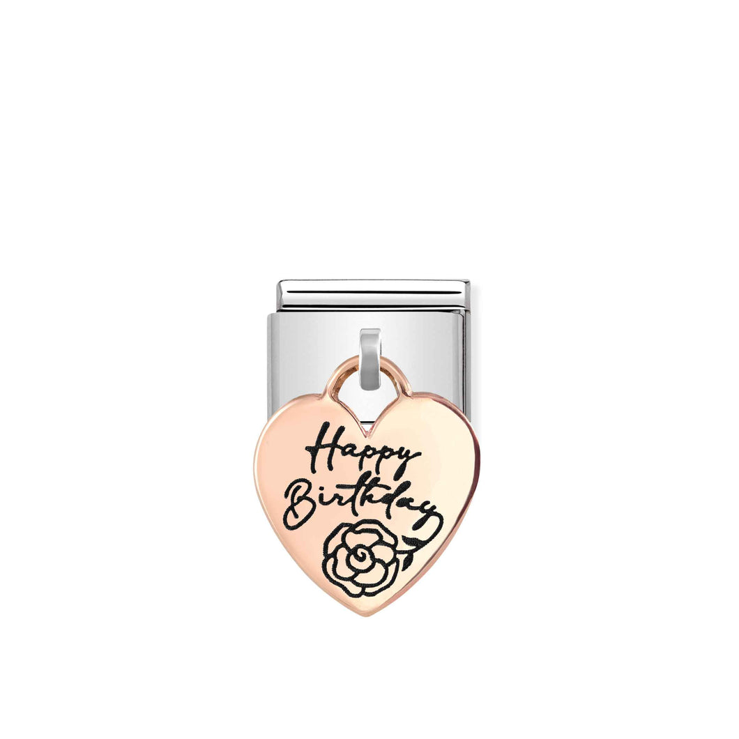COMPOSABLE CLASSIC LINK 431803/06 HAPPY BIRTHDAY CHARM IN 9K ROSE GOLD