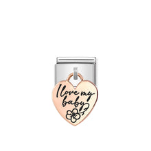 Load image into Gallery viewer, COMPOSABLE CLASSIC LINK 431803/08 I LOVE MY BABY CHARM IN 9K ROSE GOLD
