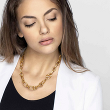 Load image into Gallery viewer, DRUSILLA WHITE NECKLACE 028712/000 GOLD CHAIN WITH CZ
