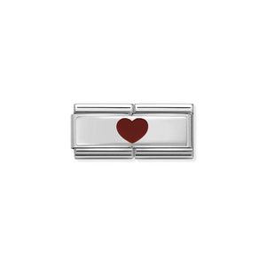 COMPOSABLE CLASSIC DOUBLE LINK 330721/10 RED LOVE HEART IN SILVER