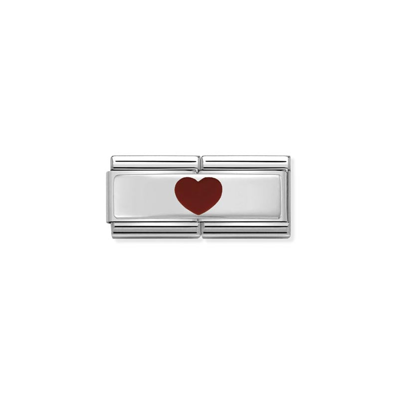 COMPOSABLE CLASSIC DOUBLE LINK 330721/10 RED LOVE HEART IN SILVER