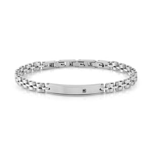 STRONG DIAMOND BRACELET 028324/001 STAINLESS STEEL CHAIN WITH BLACK DIAMONDS