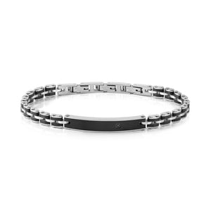 STRONG DIAMOND BRACELET 028324/030 BLACK & STAINLESS STEEL CHAIN WITH BLACK DIAMOND