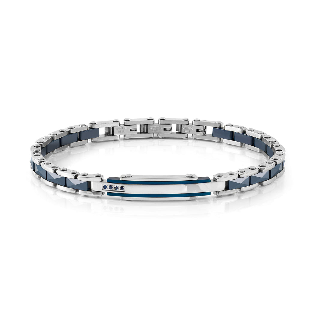 STRONG DIAMOND BRACELET 028325/030 STAINLESS STEEL WITH BLUE PVD & SAPPHIRES