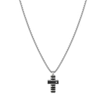 Load image into Gallery viewer, STRONG DIAMOND NECKLACE 028328/037 BLACK PVD CROSS &amp; WHITE DIAMOND
