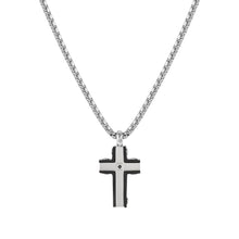 Load image into Gallery viewer, STRONG DIAMOND NECKLACE 028329/007 BLACK DIAMONDS &amp; BLACK PVD CROSS
