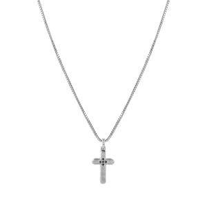 STRONG DIAMOND NECKLACE 028331/007 STAINLESS STEEL CROSS & BLACK DIAMONDS