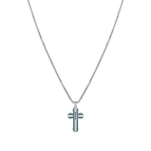 Load image into Gallery viewer, STRONG DIAMOND NECKLACE 028332/030 SAPPHIRES &amp; BLUE PVD CROSS
