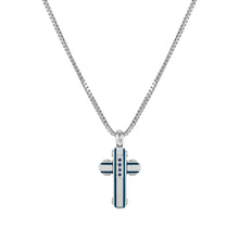 Load image into Gallery viewer, STRONG DIAMOND NECKLACE 028332/030 SAPPHIRES &amp; BLUE PVD CROSS
