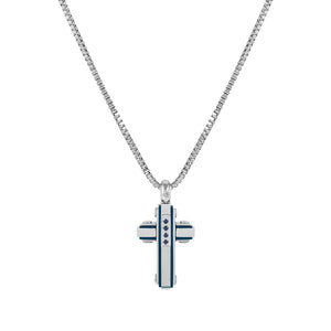 STRONG DIAMOND NECKLACE 028332/030 SAPPHIRES & BLUE PVD CROSS