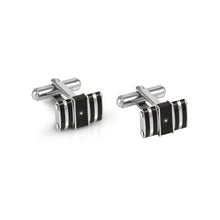 Load image into Gallery viewer, STRONG DIAMOND CUFFLINKS 028333/037 BLACK PVD &amp; WHITE DIAMOND
