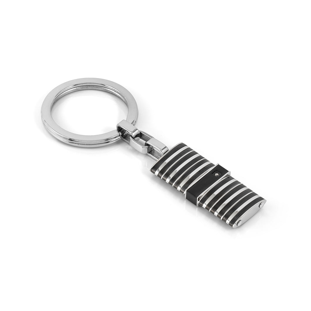 STRONG DIAMOND KEYRING 028335/037 BLACK PVD & WHITE DIAMOND