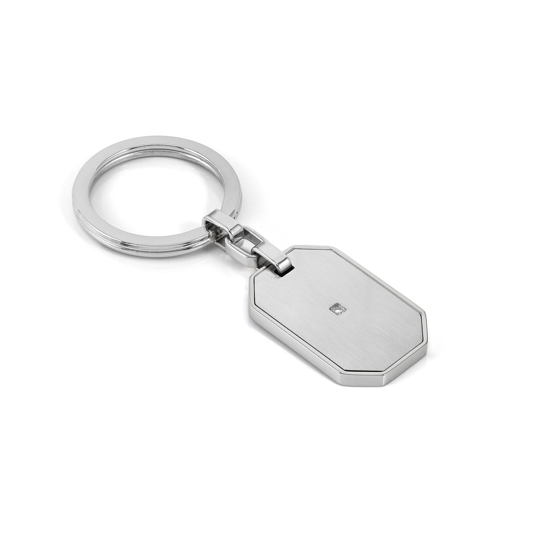 STRONG DIAMOND KEYRING 028336/038 STAINLESS STEEL & WHITE DIAMOND