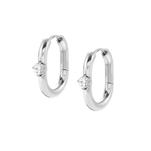 Load image into Gallery viewer, CHAINS OF STYLE HOOP EARRINGS S/STEEL CZ 029403/001
