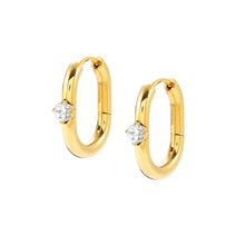 Load image into Gallery viewer, CHAINS OF STYLE HOOP EARRINGS GOLD PVD CZ 029403/012
