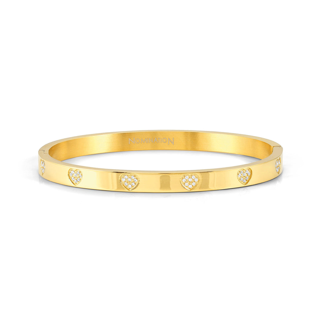 PRETTY BANGLES 029503/006 THICK GOLD HEARTS WITH CZ