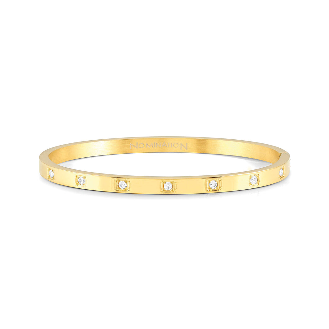 PRETTY BANGLES 029507/012 THICK GOLD WITH WHITE CZ