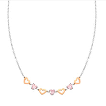 Load image into Gallery viewer, PRINCIPESSINA NECKLACE 029601/022 ROSE GOLD HEARTS WITH PINK CZ
