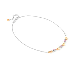 PRINCIPESSINA NECKLACE 029601/022 ROSE GOLD HEARTS WITH PINK CZ