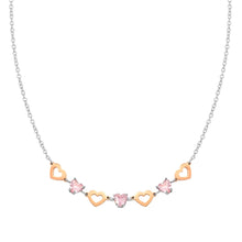 Load image into Gallery viewer, PRINCIPESSINA NECKLACE 029601/022 ROSE GOLD HEARTS WITH PINK CZ
