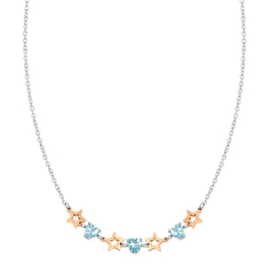 PRINCIPESSINA NECKLACE 029601/023 ROSE GOLD STAR WITH BLUE CZ HEARTS