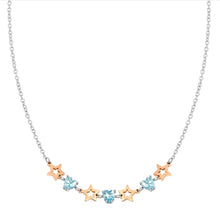 Load image into Gallery viewer, PRINCIPESSINA NECKLACE 029601/023 ROSE GOLD STAR WITH BLUE CZ HEARTS
