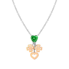 Load image into Gallery viewer, PRINCIPESSINA NECKLACE 029602/006 ROSE GOLD HEARTS AND CLOVER PENDANT WITH GREEN CZ
