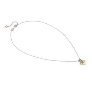 PRINCIPESSINA NECKLACE 029602/006 ROSE GOLD HEARTS AND CLOVER PENDANT WITH GREEN CZ
