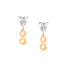 Load image into Gallery viewer, PRINCIPESSINA EARRINGS 029603/024 ROSE GOLD INIFINITY WITH CZ HEARTS
