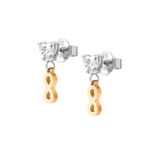Load image into Gallery viewer, PRINCIPESSINA EARRINGS 029603/024 ROSE GOLD INIFINITY WITH CZ HEARTS
