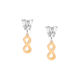PRINCIPESSINA EARRINGS 029603/024 ROSE GOLD INIFINITY WITH CZ HEARTS
