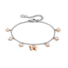 Load image into Gallery viewer, MYSOPHIE BRACELET 029904/010 ROSE GOLD BUTTERFLY &amp; CZ PENDANTS
