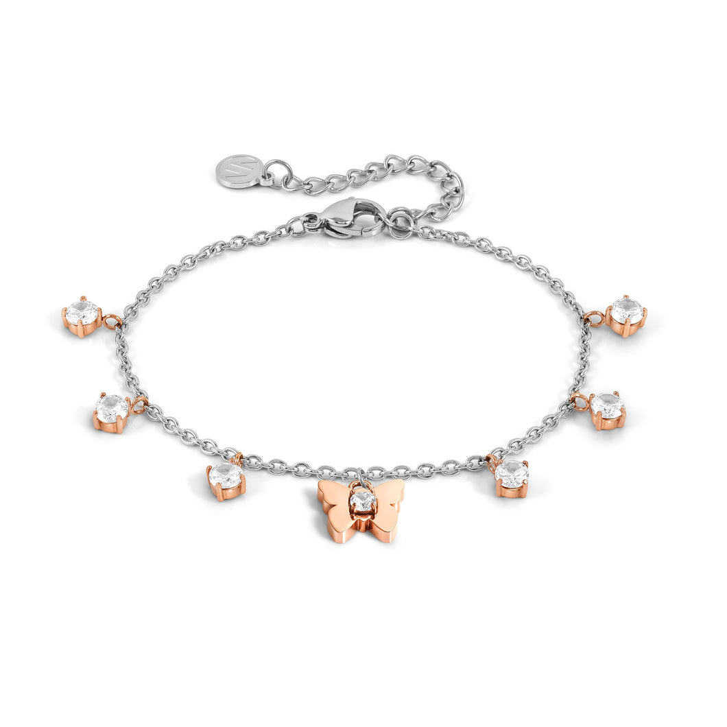 MYSOPHIE BRACELET 029904/010 ROSE GOLD BUTTERFLY & CZ PENDANTS