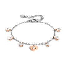 Load image into Gallery viewer, MYSOPHIE BRACELET 029904/022 ROSE GOLD HEART &amp; CZ PENDANTS
