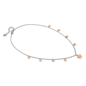 MYSOPHIE NECKLACE 029905/059 ROSE GOLD FLOWER & CZ PENDANTS