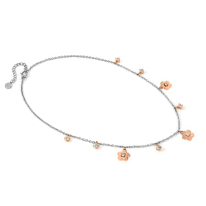 MYSOPHIE NECKLACE 029906/059 ROSE GOLD FLOWER CZ PENDANTS