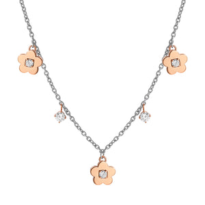 MYSOPHIE NECKLACE 029906/059 ROSE GOLD FLOWER CZ PENDANTS