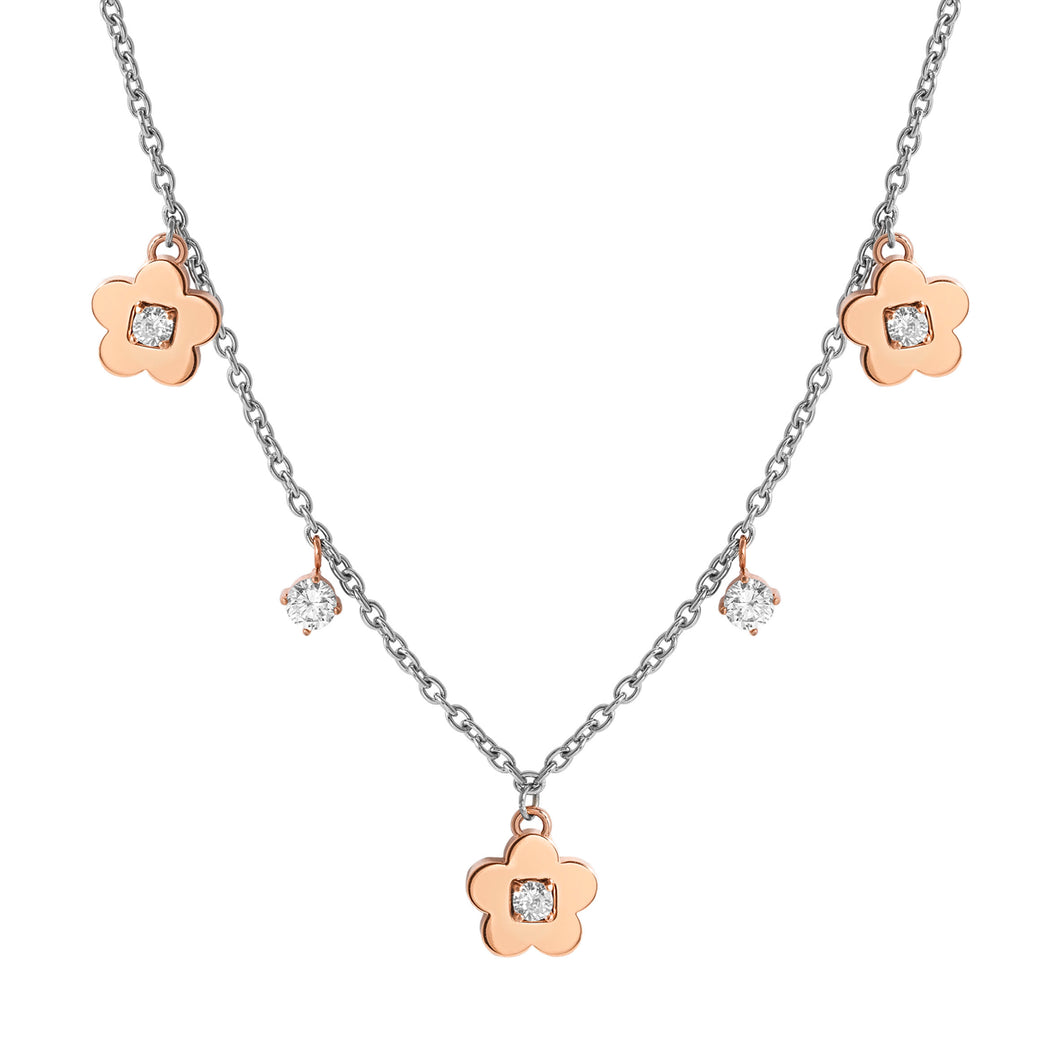 MYSOPHIE NECKLACE 029906/059 ROSE GOLD FLOWER CZ PENDANTS