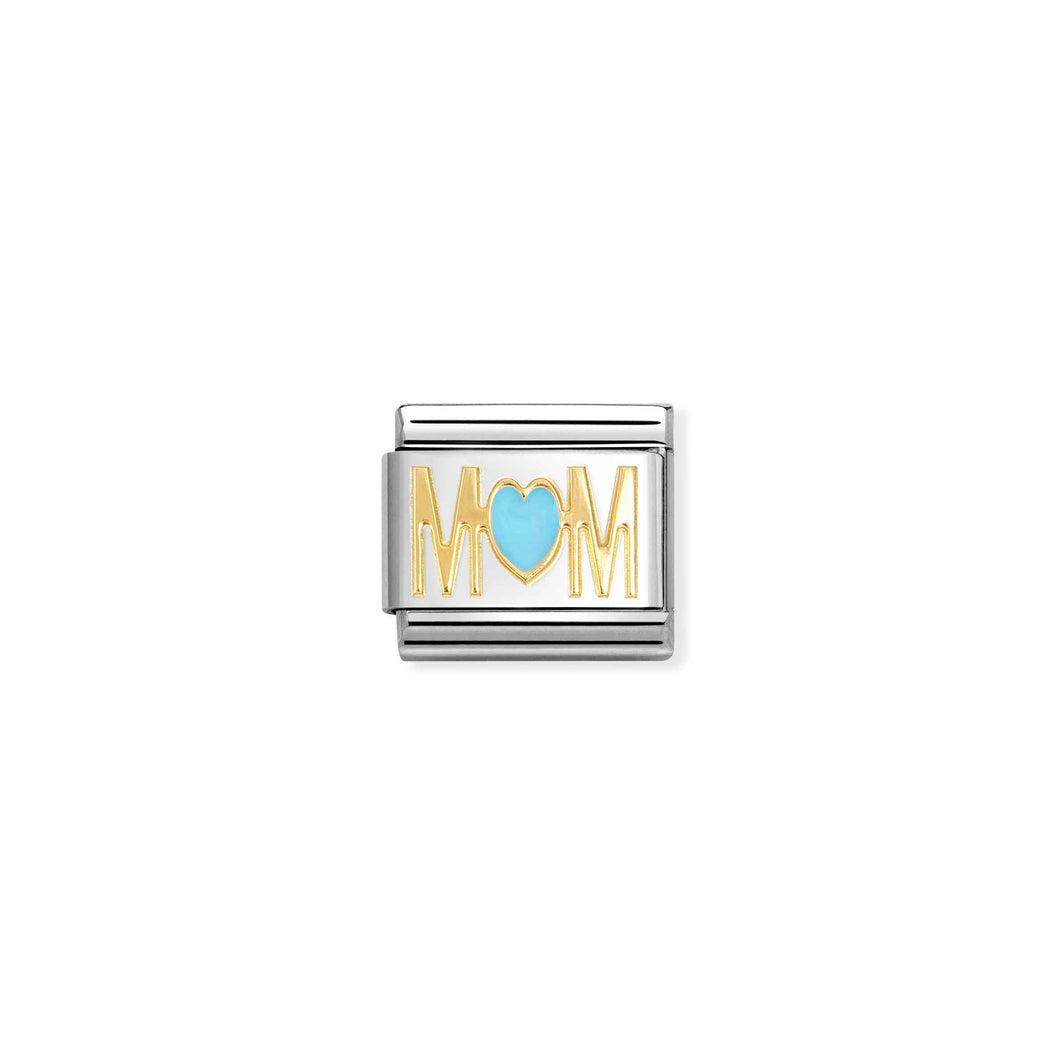 COMPOSABLE CLASSIC LINK 030272/83 MUM BLUE HEART IN 18K GOLD AND ENAMEL