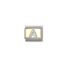 Load image into Gallery viewer, COMPOSABLE CLASSIC LINK 030291/01 SILVER LETTER A IN 18K GOLD &amp; GLITTER ENAMEL
