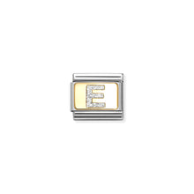Load image into Gallery viewer, COMPOSABLE CLASSIC LINK 030291/05 SILVER LETTER E IN 18K GOLD &amp; GLITTER ENAMEL
