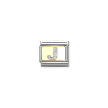 Load image into Gallery viewer, COMPOSABLE CLASSIC LINK 030291/10 SILVER LETTER J IN 18K GOLD &amp; GLITTER ENAMEL
