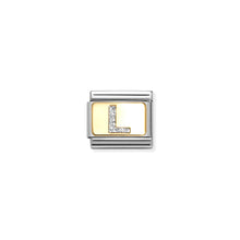 Load image into Gallery viewer, COMPOSABLE CLASSIC LINK 030291/12 SILVER LETTER L IN 18K GOLD &amp; GLITTER ENAMEL
