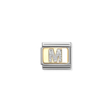 Load image into Gallery viewer, COMPOSABLE CLASSIC LINK 030291/13 SILVER LETTER M IN 18K GOLD &amp; GLITTER ENAMEL
