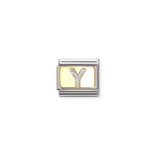 Load image into Gallery viewer, COMPOSABLE CLASSIC LINK 030291/25 SILVER LETTER Y IN 18K GOLD &amp; GLITTER ENAMEL
